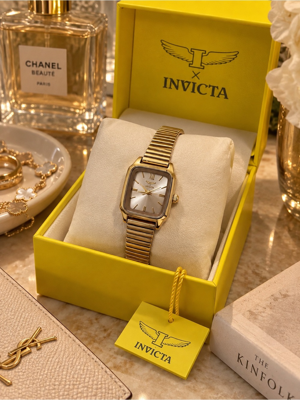 Invicta x Specialty I Gold-Tone Rectangular Women’s Watch 69089 NWT